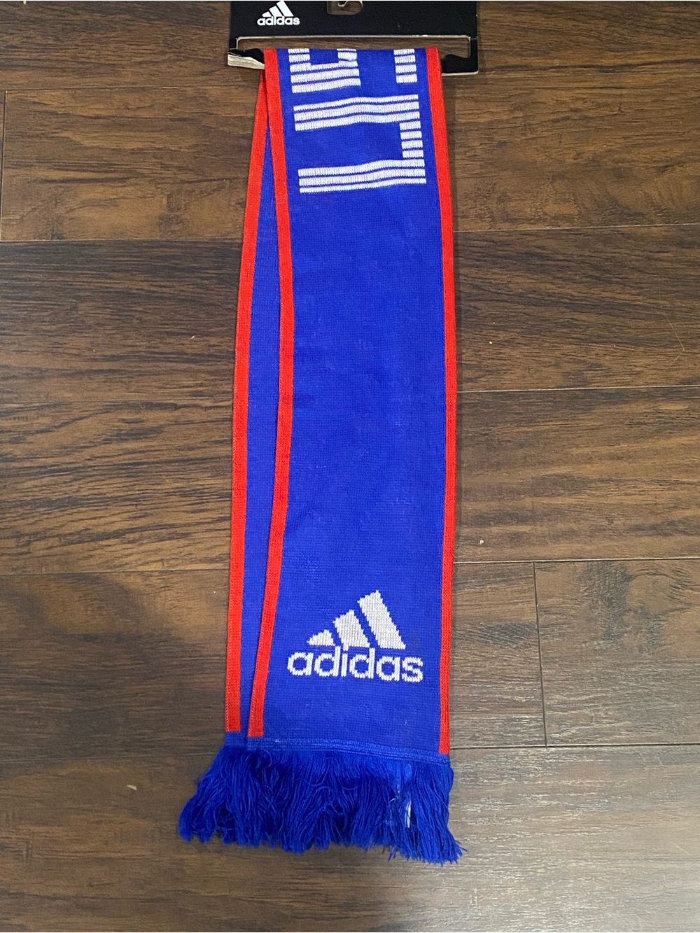 adidas Royal Blue and Red Knit Logo Scarf